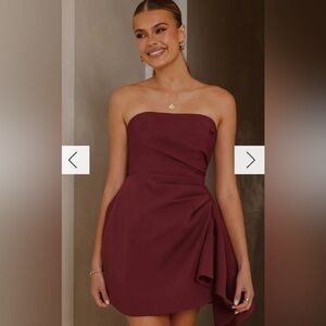 Strapless Wine Homecoming/Mini Formal Dress